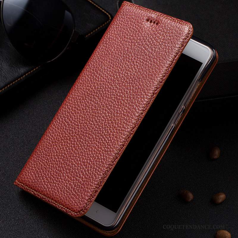 Huawei Y7 2019 Coque Protection Étui En Cuir Modèle Fleurie Litchi