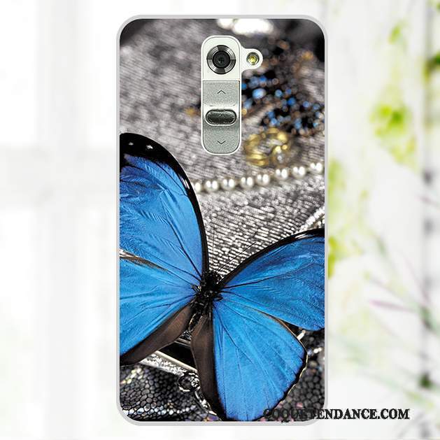 Lg G2 Coque Dessin Animé Étui Bleu Peinture Protection