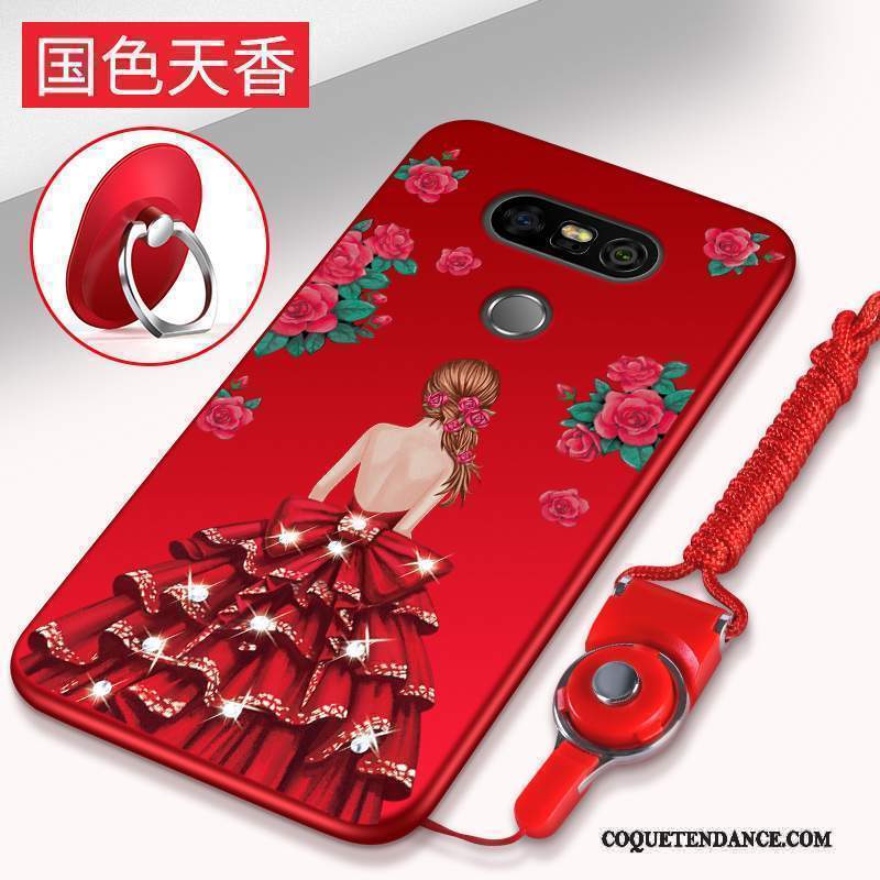 Lg G5 Coque Étui Rouge De Téléphone Ornements Suspendus Fluide Doux