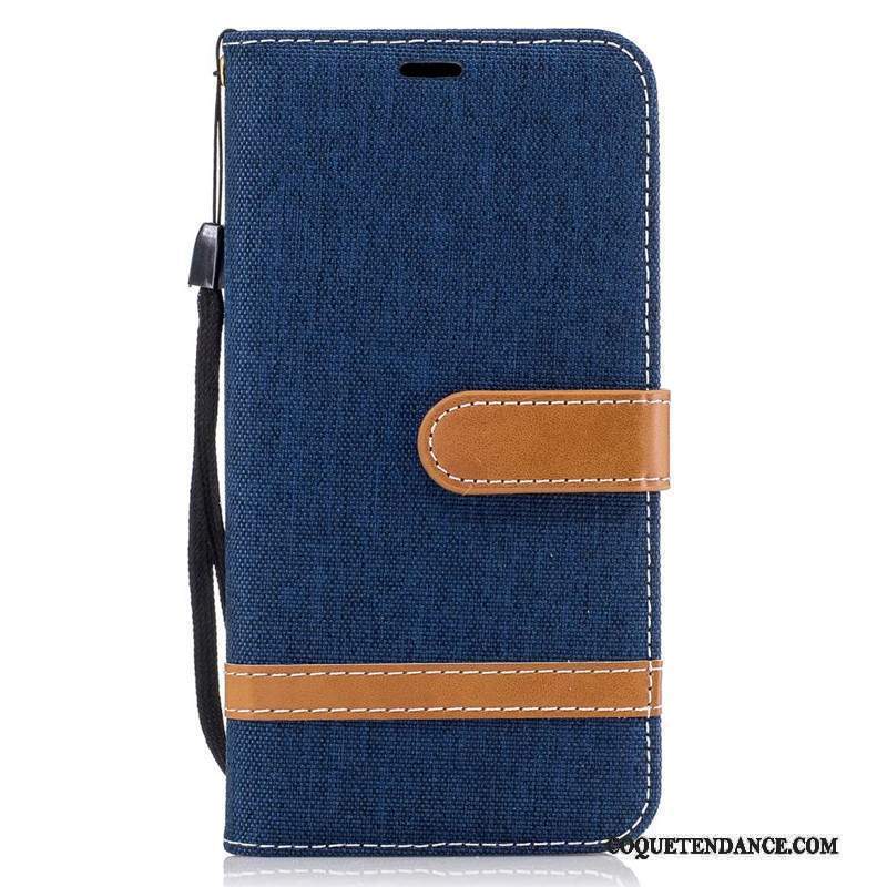 Lg K10 Coque Protection Clamshell Portefeuille En Denim Étui