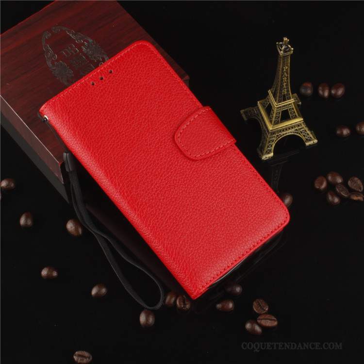 Lg K10 Coque Rouge Étui En Cuir Sac Support Protection