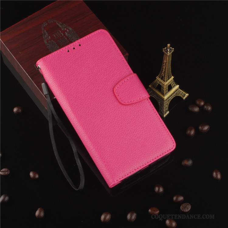 Lg K10 Coque Rouge Étui En Cuir Sac Support Protection