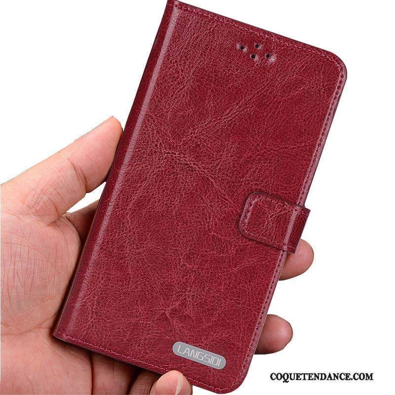 Lg Nexus 5x Coque De Téléphone Étui En Cuir Cuir Véritable Rouge Protection