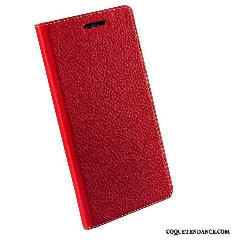 Lg Nexus 5x Coque De Téléphone Étui En Cuir Cuir Véritable Rouge Protection