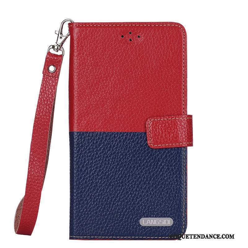 Lg Nexus 5x Coque De Téléphone Étui En Cuir Cuir Véritable Rouge Protection