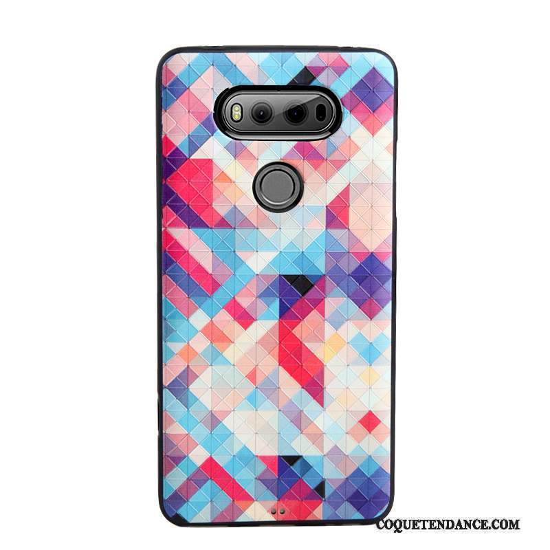 Lg V20 Coque Ornements Suspendus Étui Noir Protection Gaufrage