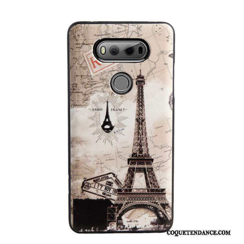 Lg V20 Coque Ornements Suspendus Étui Noir Protection Gaufrage