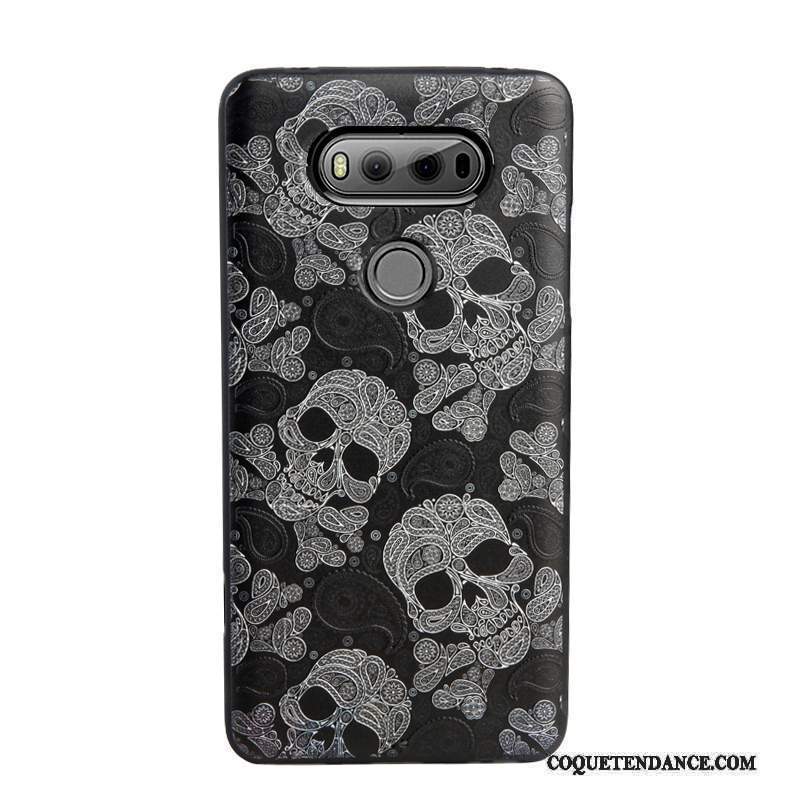 Lg V20 Coque Ornements Suspendus Étui Noir Protection Gaufrage