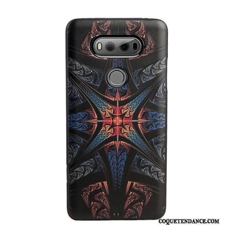 Lg V20 Coque Ornements Suspendus Étui Noir Protection Gaufrage