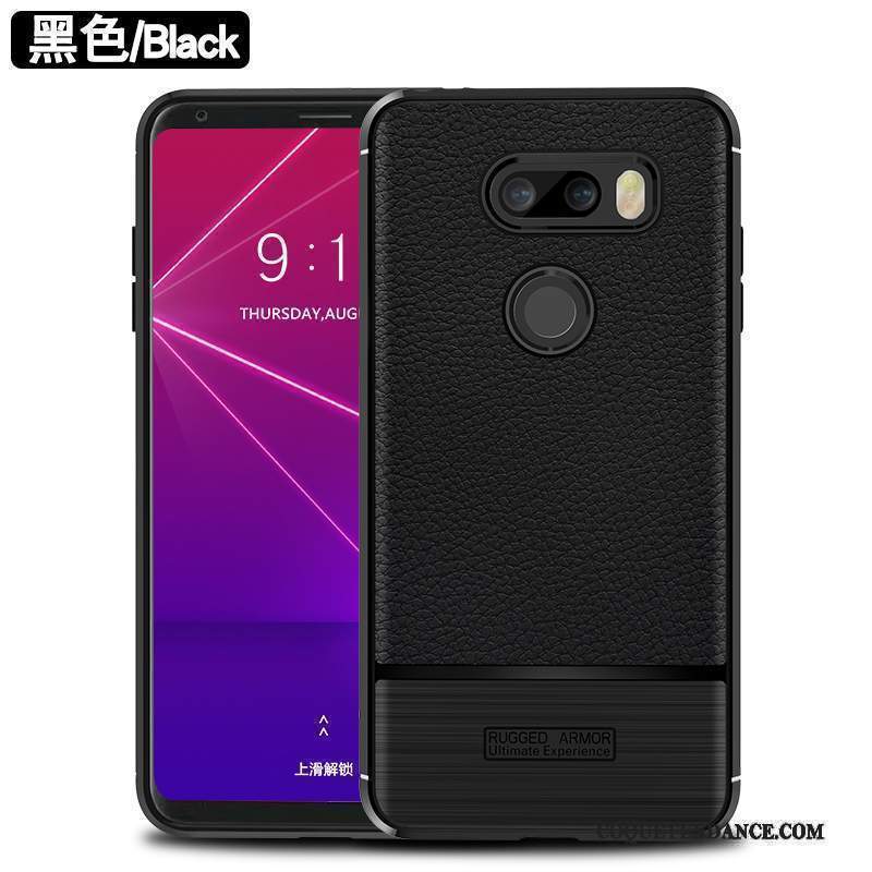 Lg V30s Tinq Coque Litchi Silicone Étui Protection Incassable