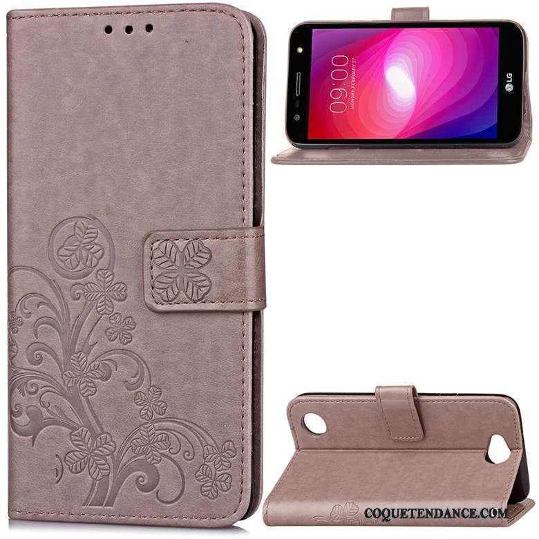 Lg X Power 2 Coque Clamshell Étui Violet Étui En Cuir Fluide Doux