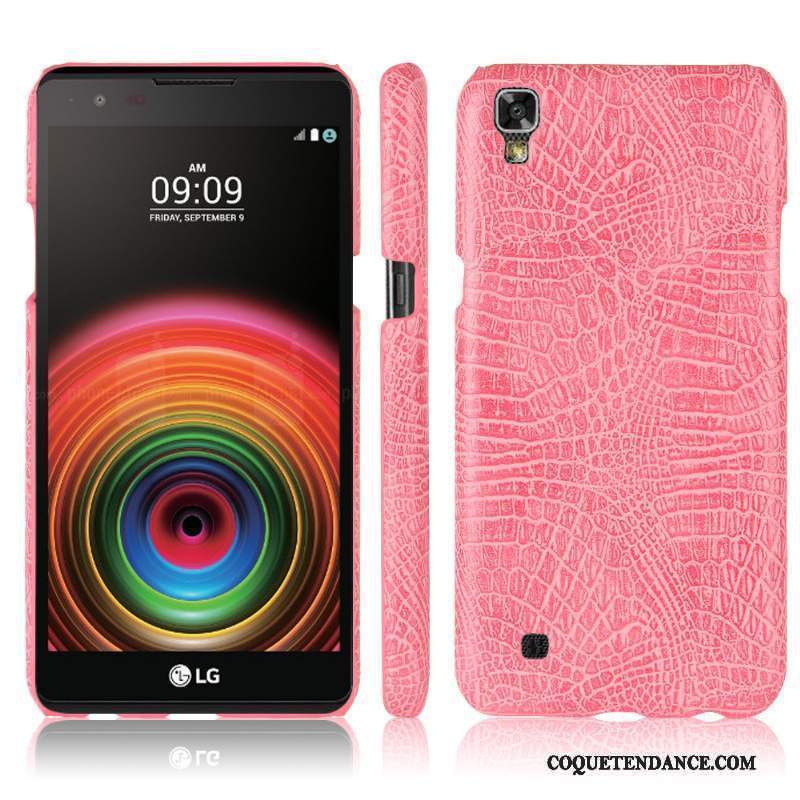 Lg X Power Coque Crocodile Créatif Étui En Cuir Protection Rose