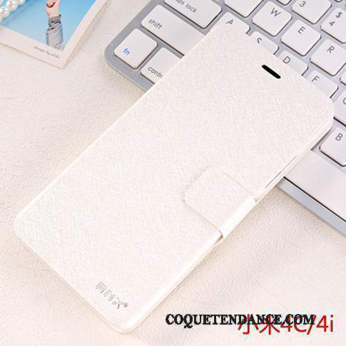 Mi 4 Coque De Téléphone Incassable Étui En Cuir Petit Blanc