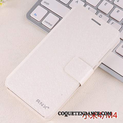 Mi 4 Coque De Téléphone Incassable Étui En Cuir Petit Blanc