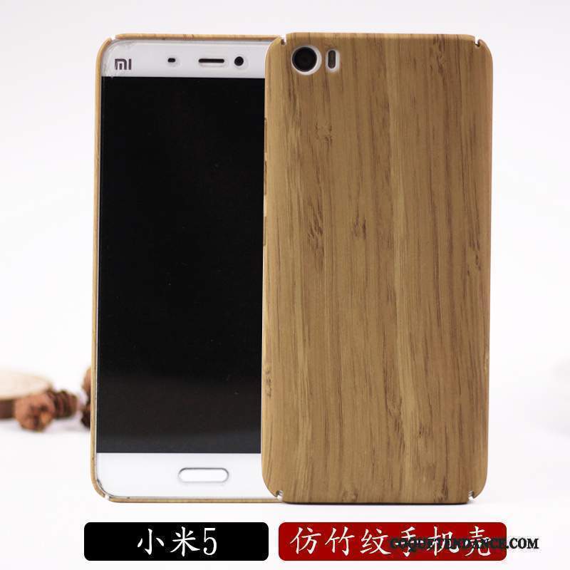 Mi 5 Coque Grain De Bois Tendance Protection Délavé En Daim