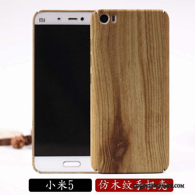 Mi 5 Coque Grain De Bois Tendance Protection Délavé En Daim