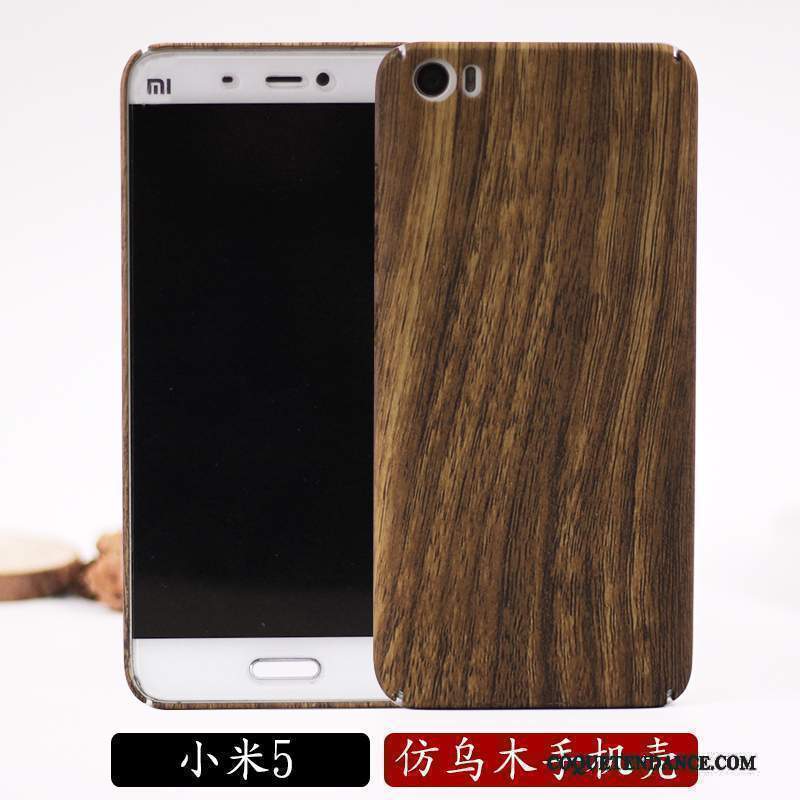 Mi 5 Coque Grain De Bois Tendance Protection Délavé En Daim