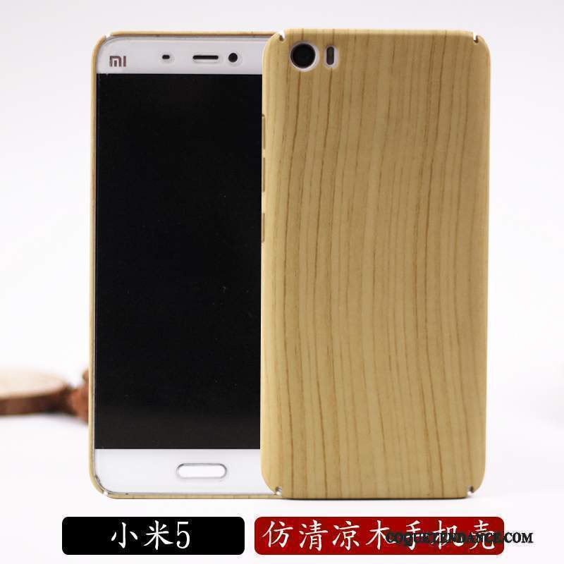 Mi 5 Coque Grain De Bois Tendance Protection Délavé En Daim