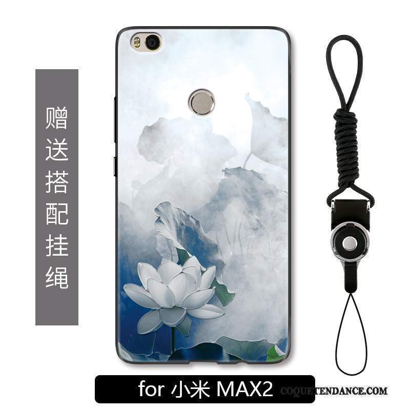 Mi Max 2 Coque Vintage Fleur Mode Blanc Noir