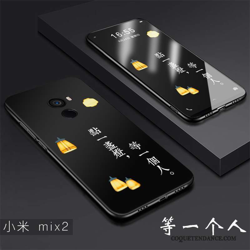 Mi Mix 2 Coque De Téléphone Noir Silicone Incassable Tendance