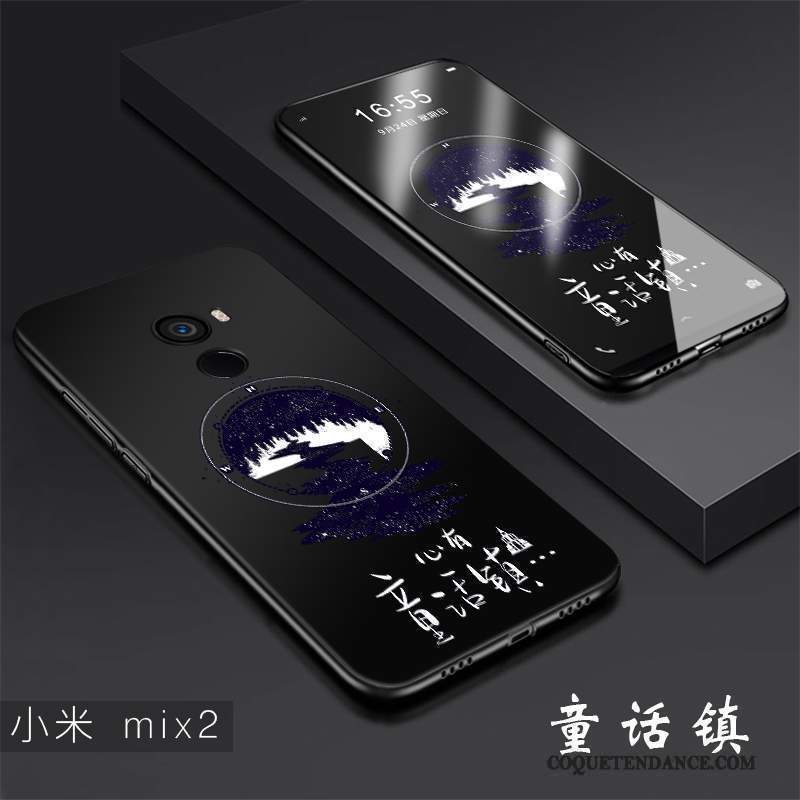 Mi Mix 2 Coque De Téléphone Noir Silicone Incassable Tendance