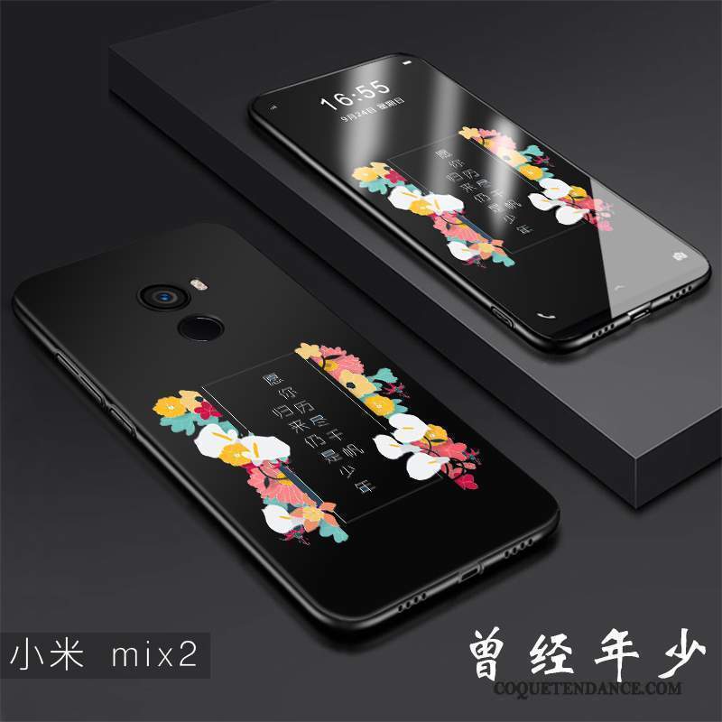 Mi Mix 2 Coque De Téléphone Noir Silicone Incassable Tendance