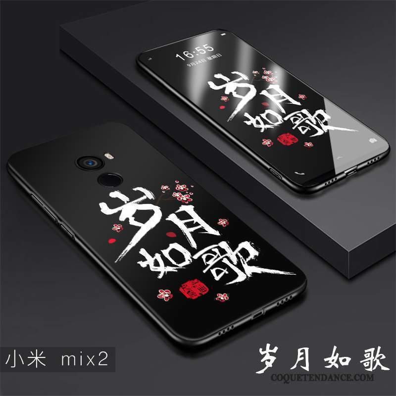 Mi Mix 2 Coque De Téléphone Noir Silicone Incassable Tendance