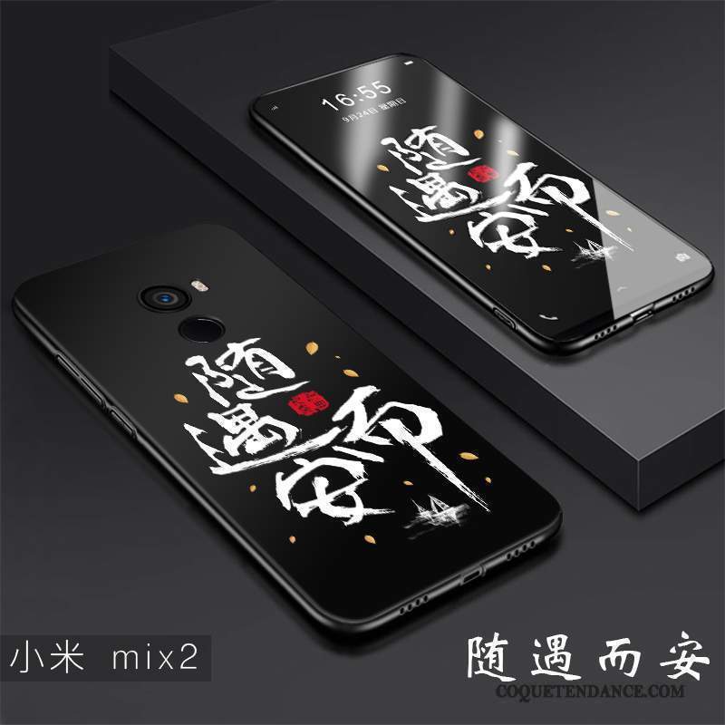 Mi Mix 2 Coque De Téléphone Noir Silicone Incassable Tendance