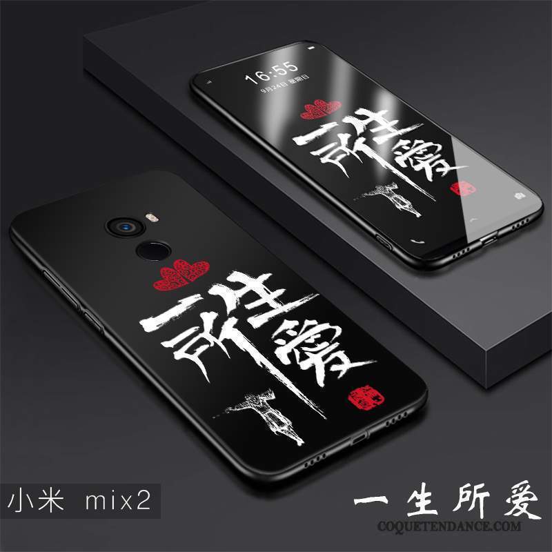 Mi Mix 2 Coque De Téléphone Noir Silicone Incassable Tendance