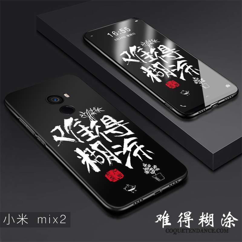 Mi Mix 2 Coque De Téléphone Noir Silicone Incassable Tendance