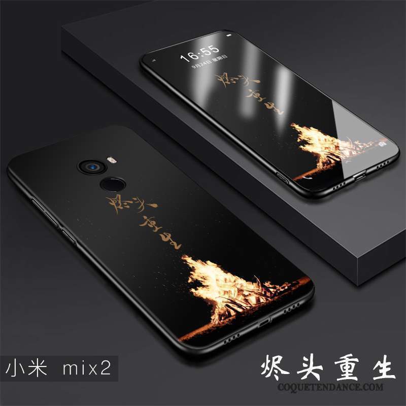 Mi Mix 2 Coque De Téléphone Noir Silicone Incassable Tendance