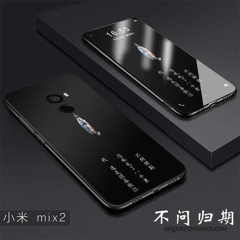 Mi Mix 2 Coque De Téléphone Noir Silicone Incassable Tendance