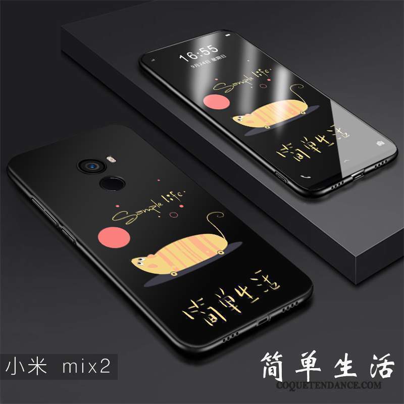 Mi Mix 2 Coque De Téléphone Noir Silicone Incassable Tendance