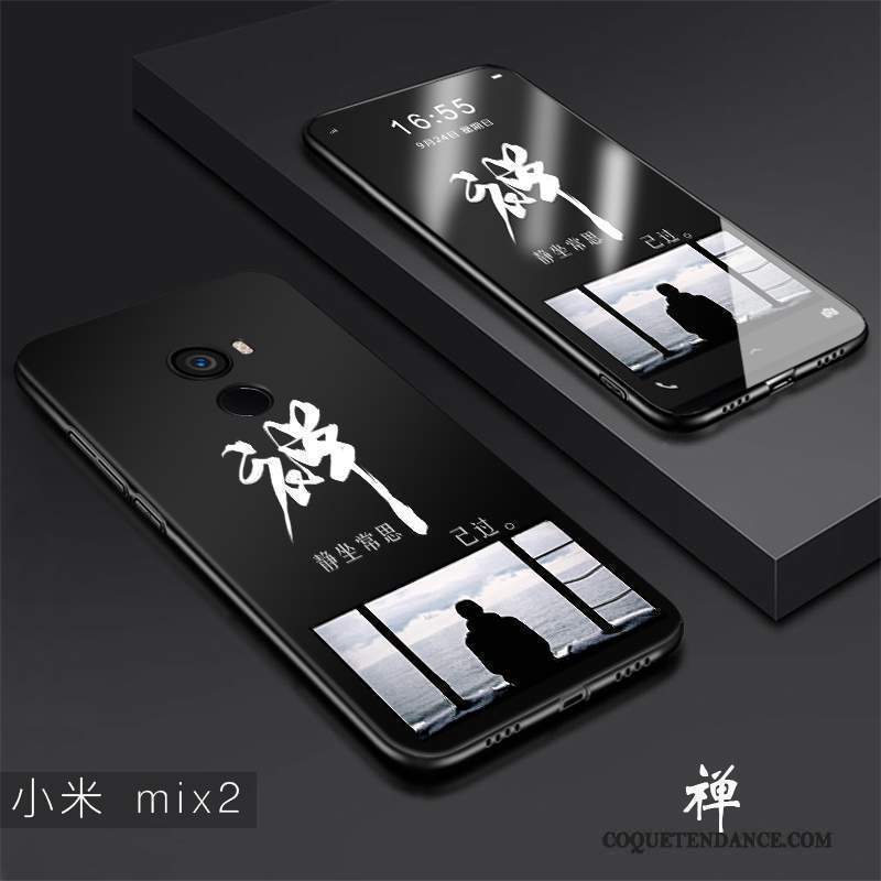 Mi Mix 2 Coque De Téléphone Noir Silicone Incassable Tendance