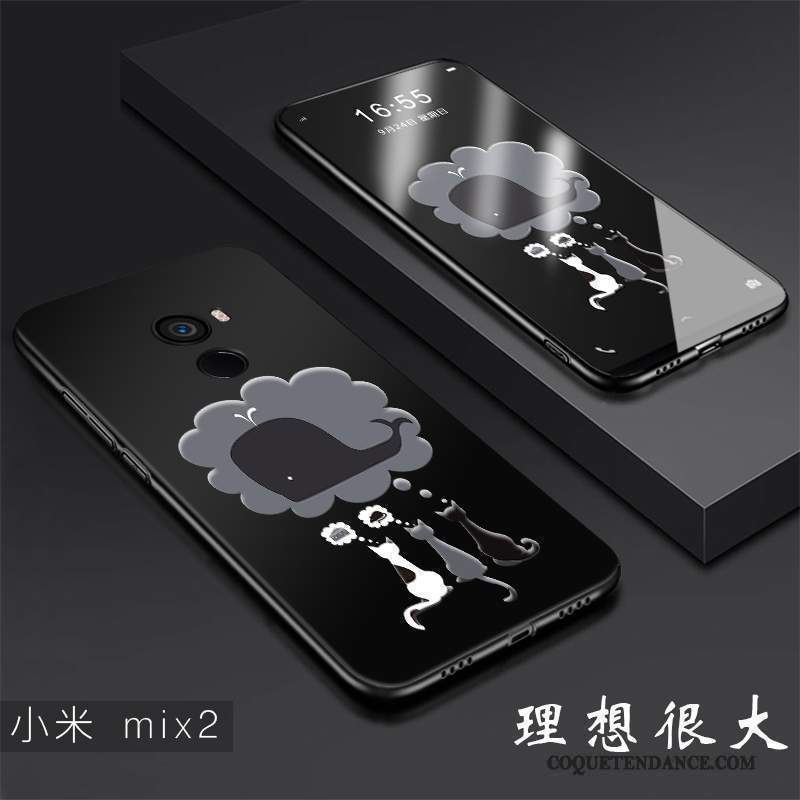 Mi Mix 2 Coque De Téléphone Noir Silicone Incassable Tendance