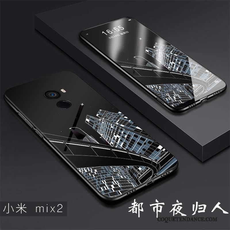 Mi Mix 2 Coque De Téléphone Noir Silicone Incassable Tendance