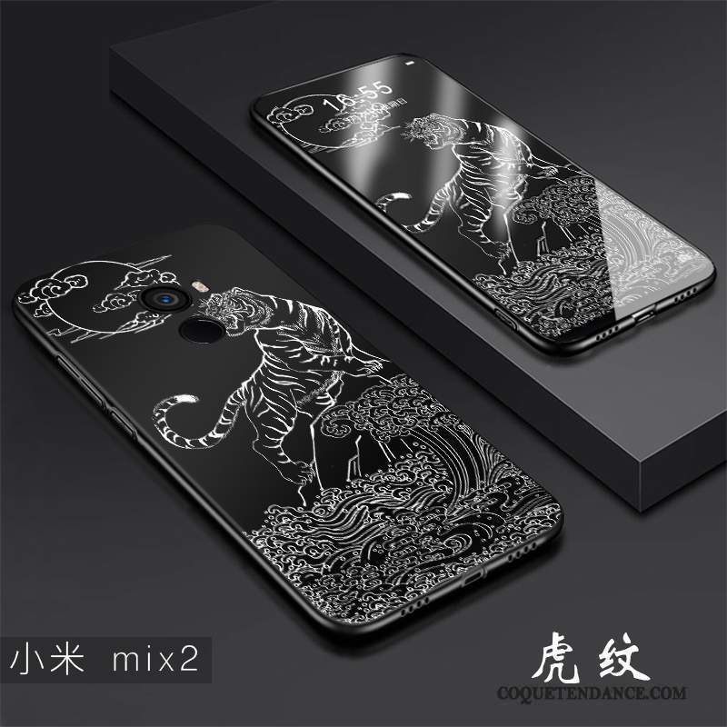 Mi Mix 2 Coque De Téléphone Noir Silicone Incassable Tendance