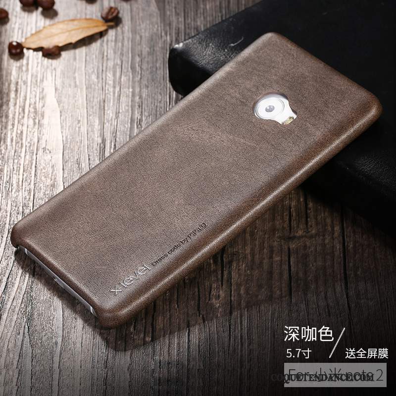 Mi Note 2 Coque Petit Étui Marron Protection Incassable