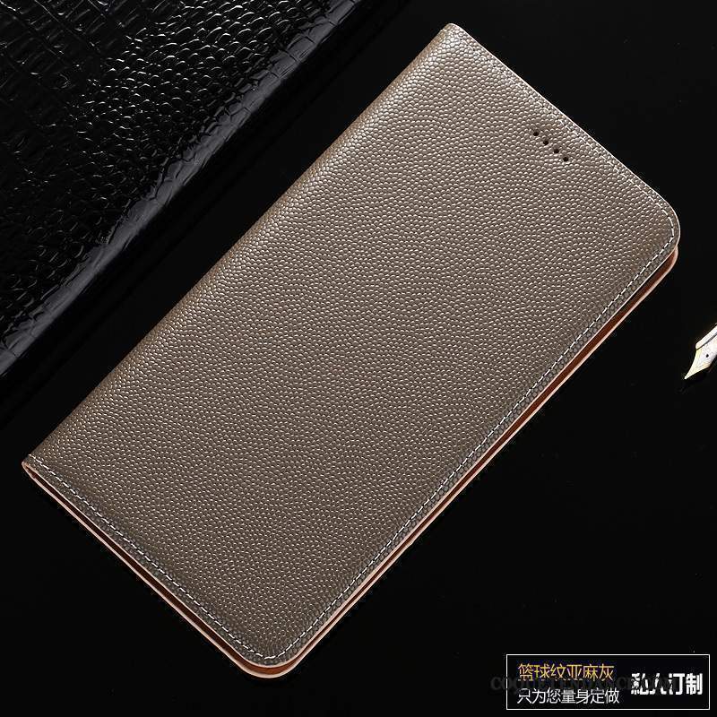 Mi Note 3 Coque Protection Gris Cuir Véritable Petit Étui En Cuir