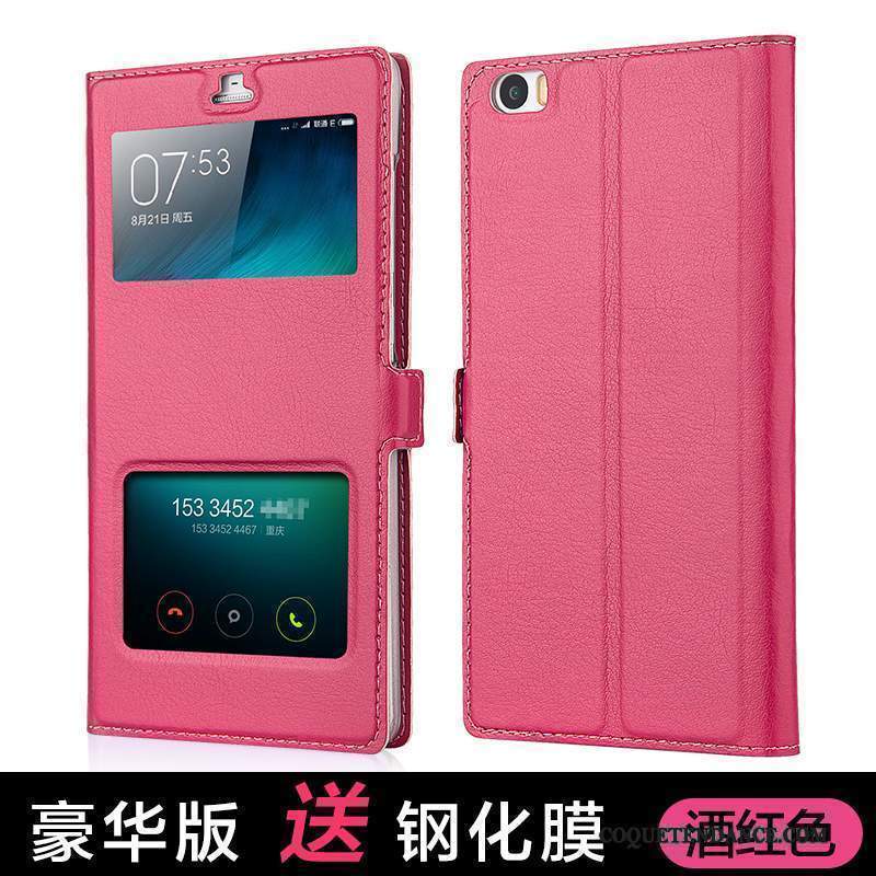 Mi Note Coque Protection Étui Rose Étui En Cuir De Téléphone