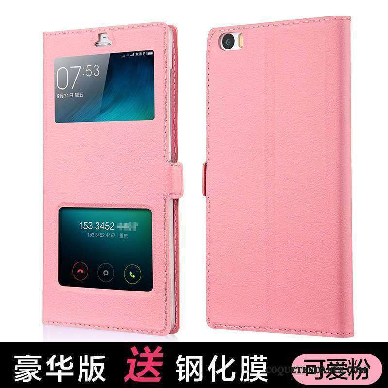 Mi Note Coque Protection Étui Rose Étui En Cuir De Téléphone