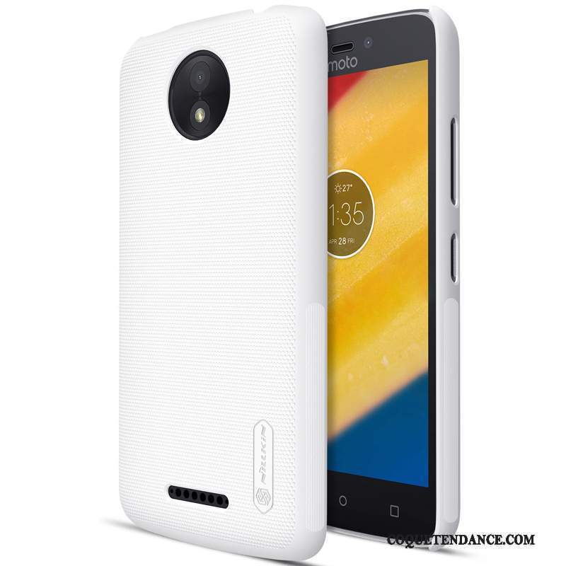 Moto C Plus Coque De Téléphone Étui Protection Délavé En Daim Blanc