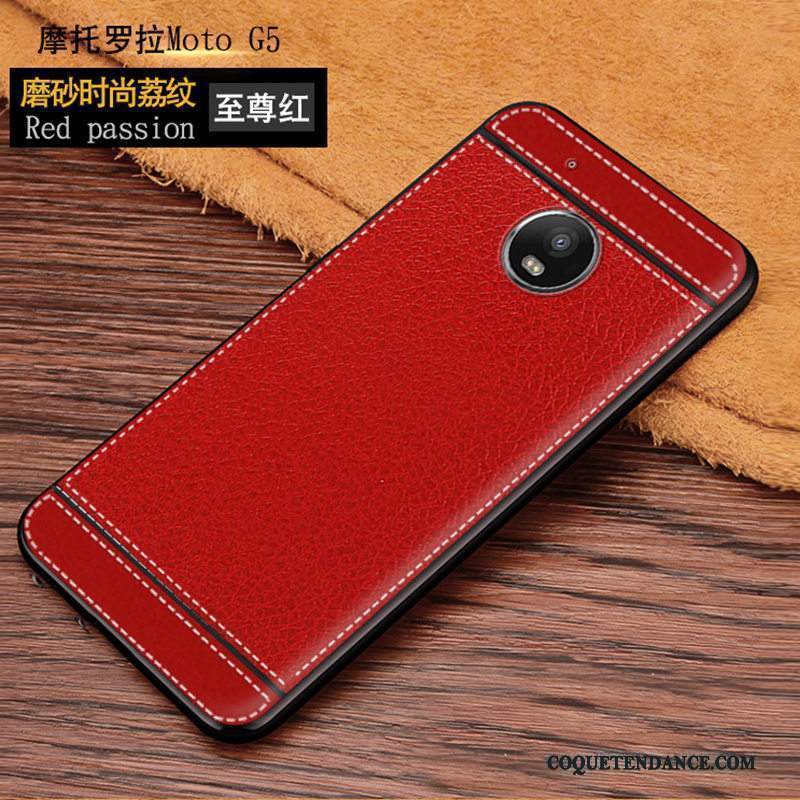 Moto G5 Coque De Téléphone Modèle Fleurie Cuir Délavé En Daim Litchi