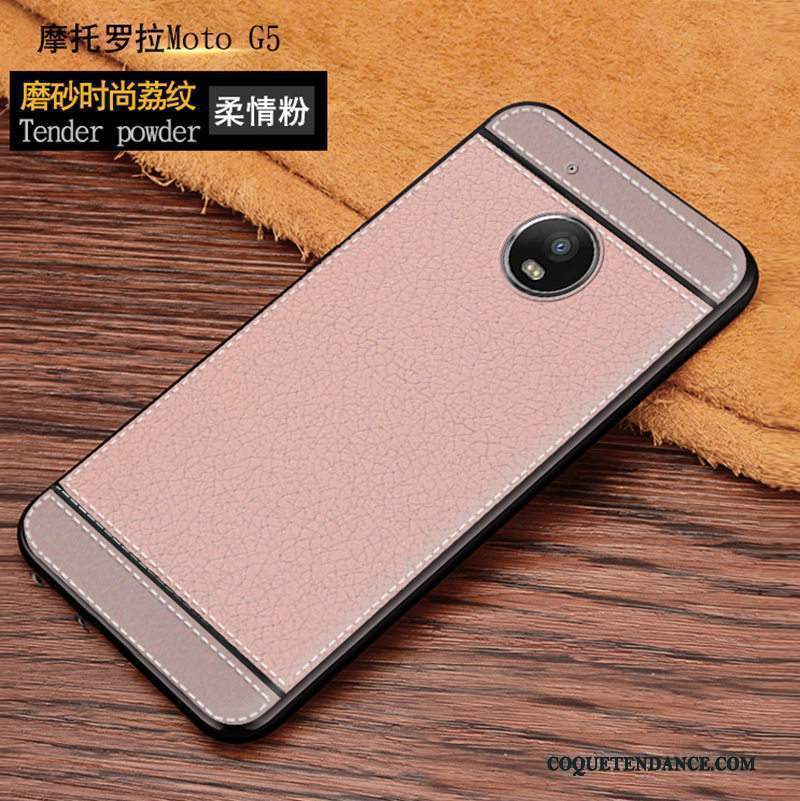 Moto G5 Coque De Téléphone Modèle Fleurie Cuir Délavé En Daim Litchi