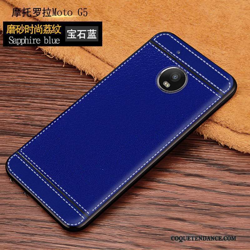 Moto G5 Coque De Téléphone Modèle Fleurie Cuir Délavé En Daim Litchi