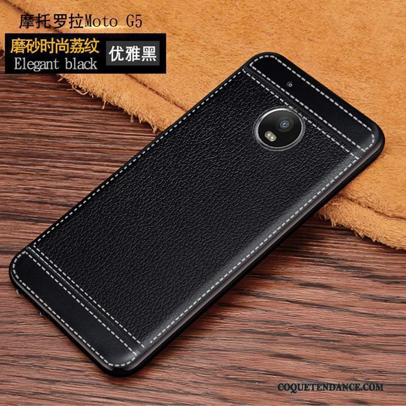 Moto G5 Coque De Téléphone Modèle Fleurie Cuir Délavé En Daim Litchi