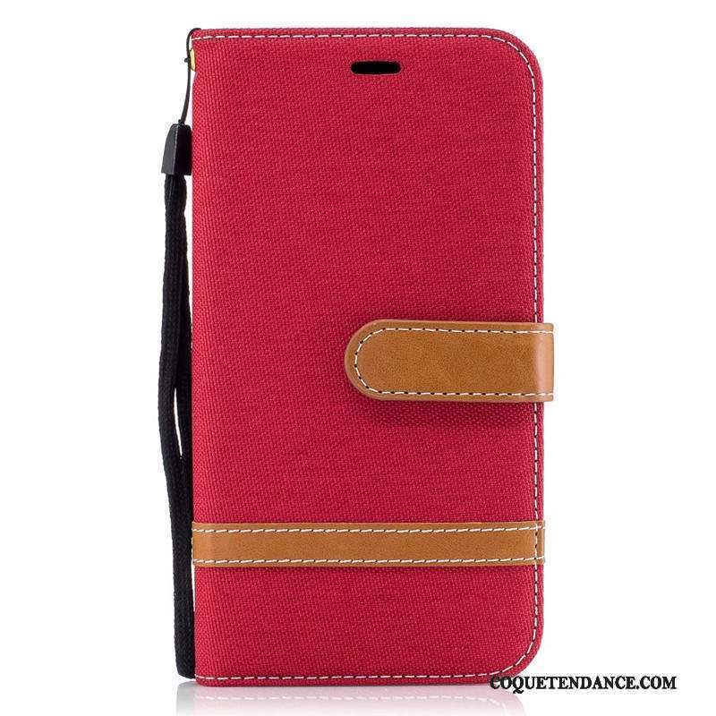 Moto G5 Coque Housse Rouge Étui En Denim