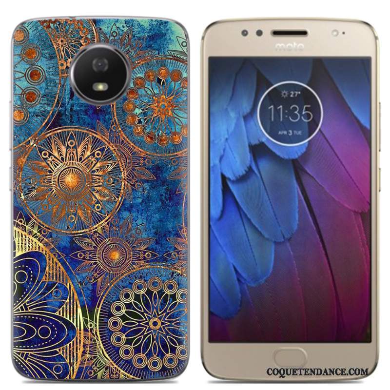 Moto G5 Coque Protection Nouveau Multicolore Bleu Tendance