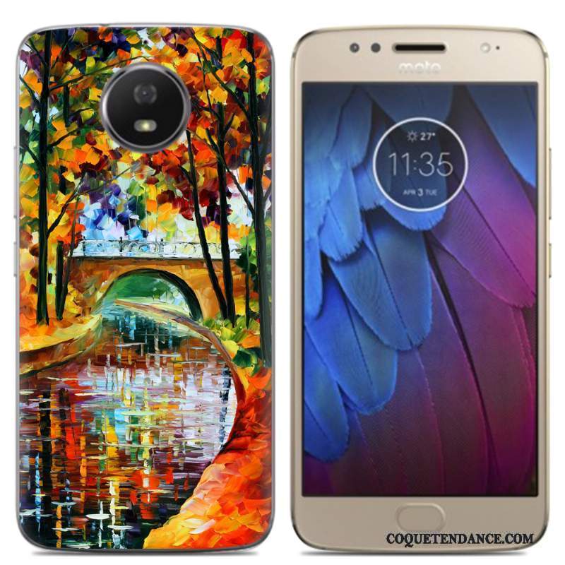 Moto G5 Coque Protection Nouveau Multicolore Bleu Tendance