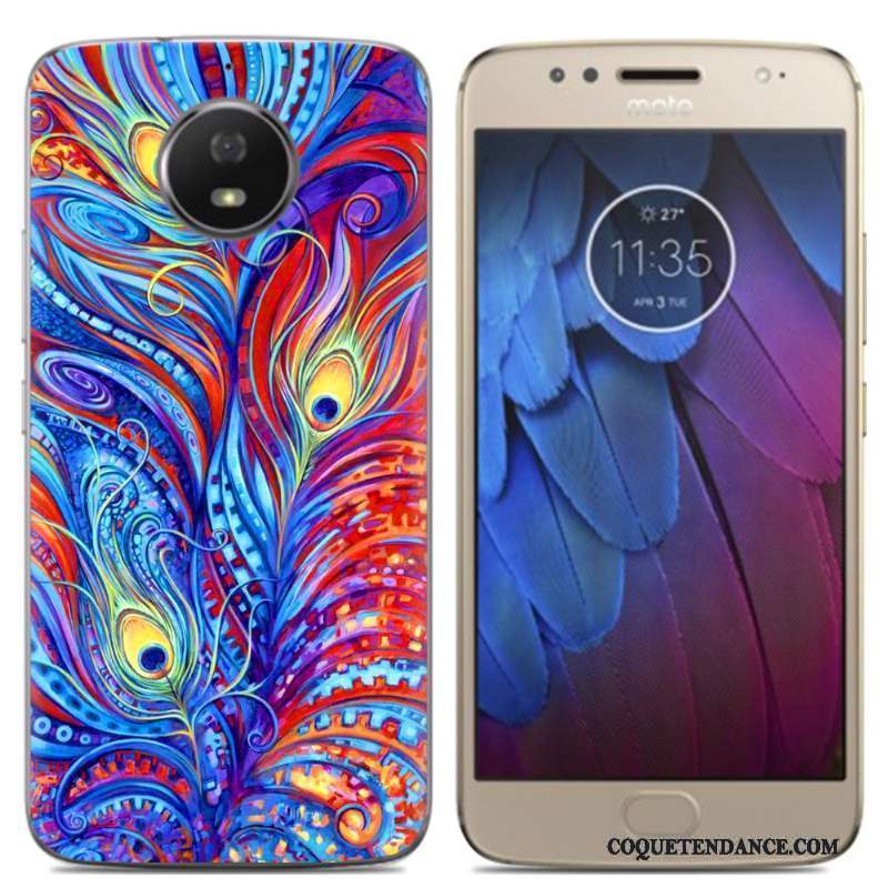 Moto G5 Coque Protection Nouveau Multicolore Bleu Tendance